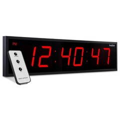 Ivation 30″ Large Digital Clock, 6-Level Brightness, LED Wall Clock, Red
