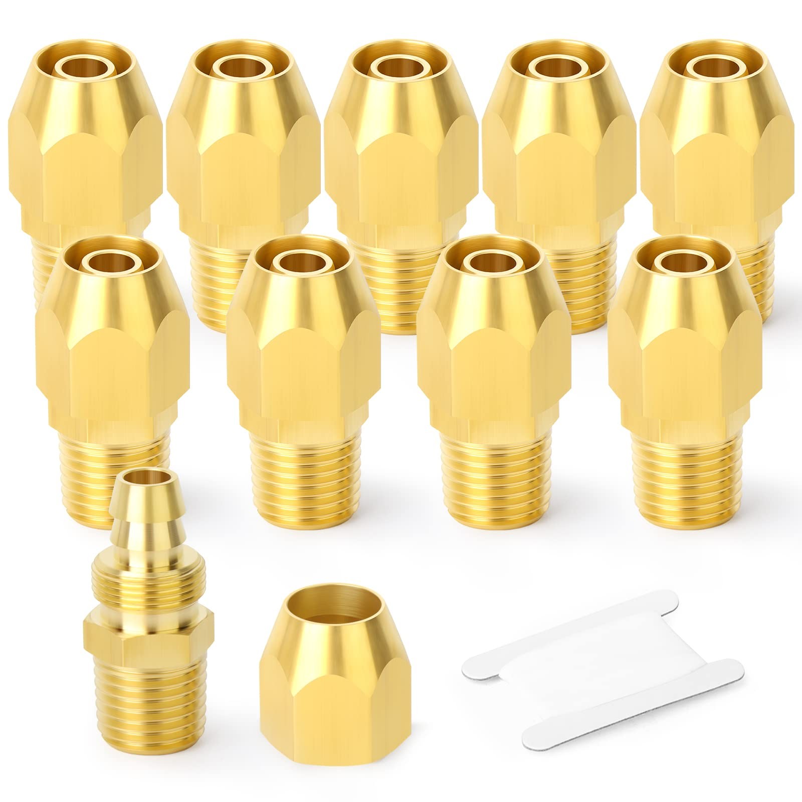 10PCS Brass Pneumatic Replacement Fitting, Reusable Hose End Repair Fitting 3/8" gallery