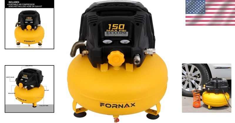 Efficient 6 Gallon Pancake Air Compressor – Dual Couplers and Oil-Free Operation gallery