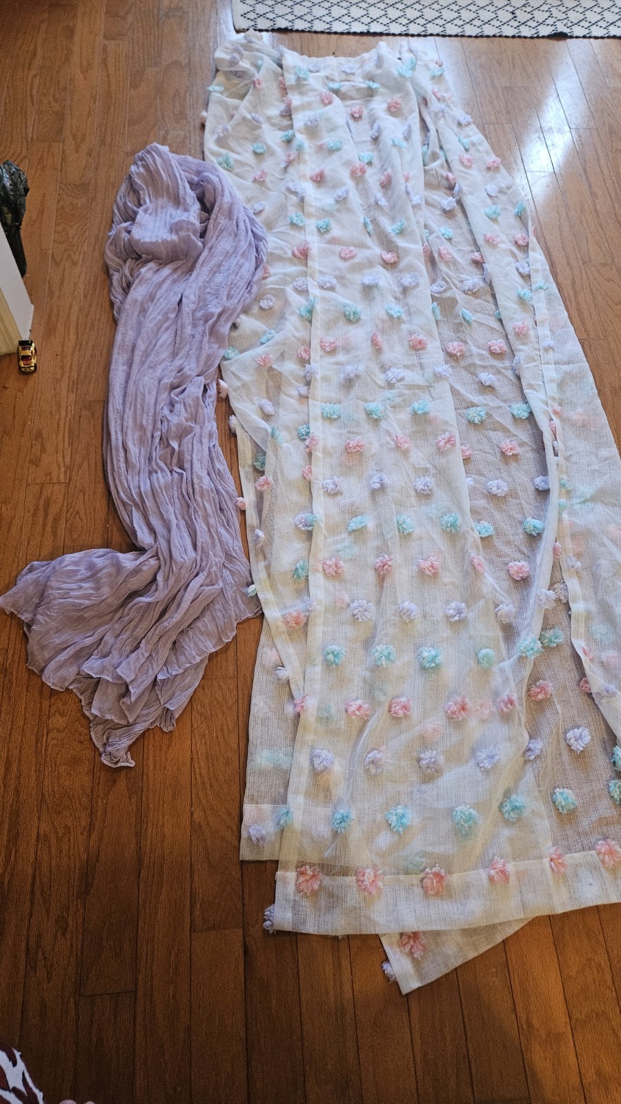 Your Zone Puffs Sheer Curtain Panels And Sashes Pink Purple Teal gallery