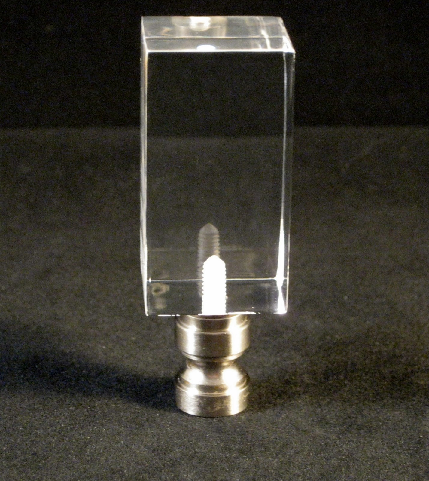 Lamp Finial-Transitional ACRYLIC RECTANGULAR CUBE W/PN BASE-CLEAR-FS gallery