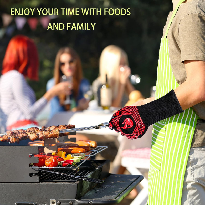 BBQ Fireproof Gloves, Grill Cut-Resistant 1472°F Heat Resistant Gloves, Non-Slip gallery