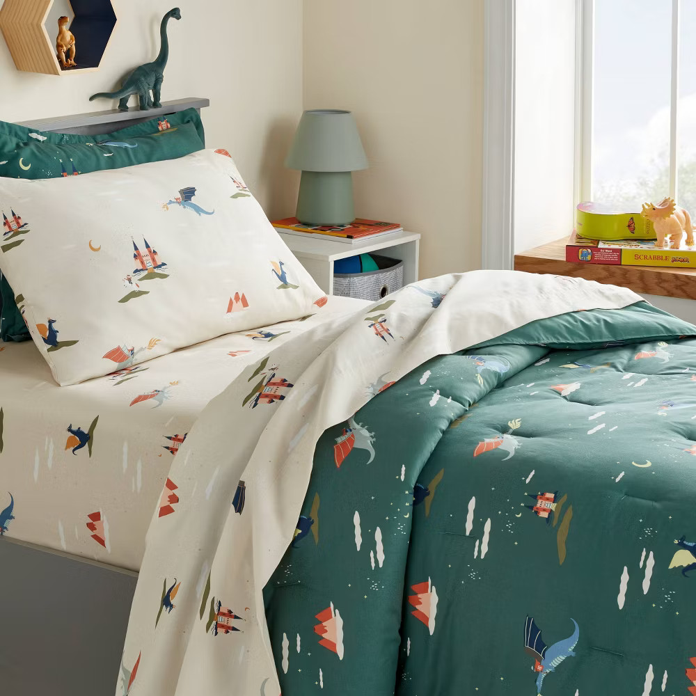 Queen Dragon Cotton Kids' Sheet Set - Pillowfort gallery