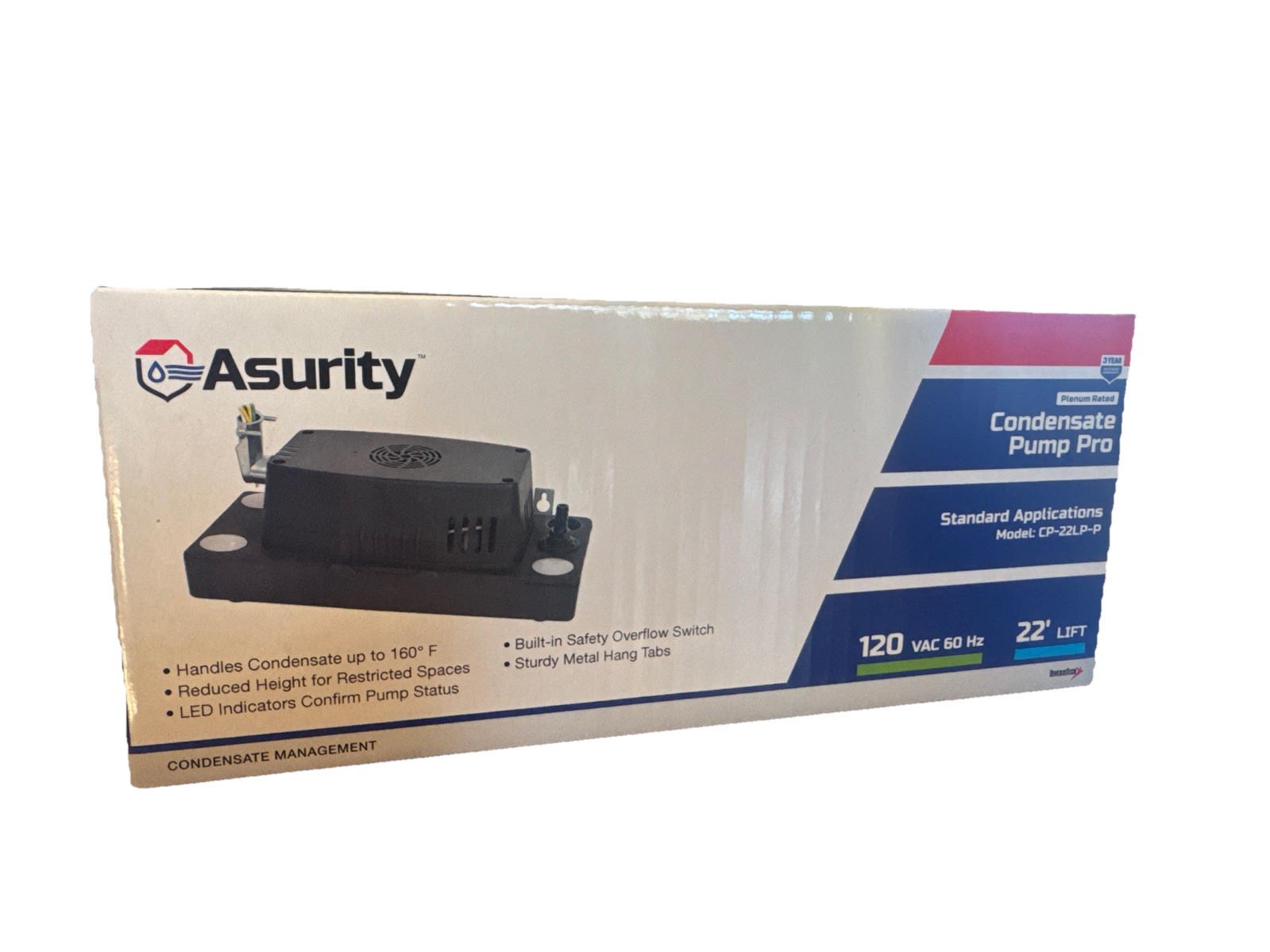 CP SERIES 120V LOW PROFILE, PLENUM RATED CONDENSATE PUMP, 22 FT LIFT gallery