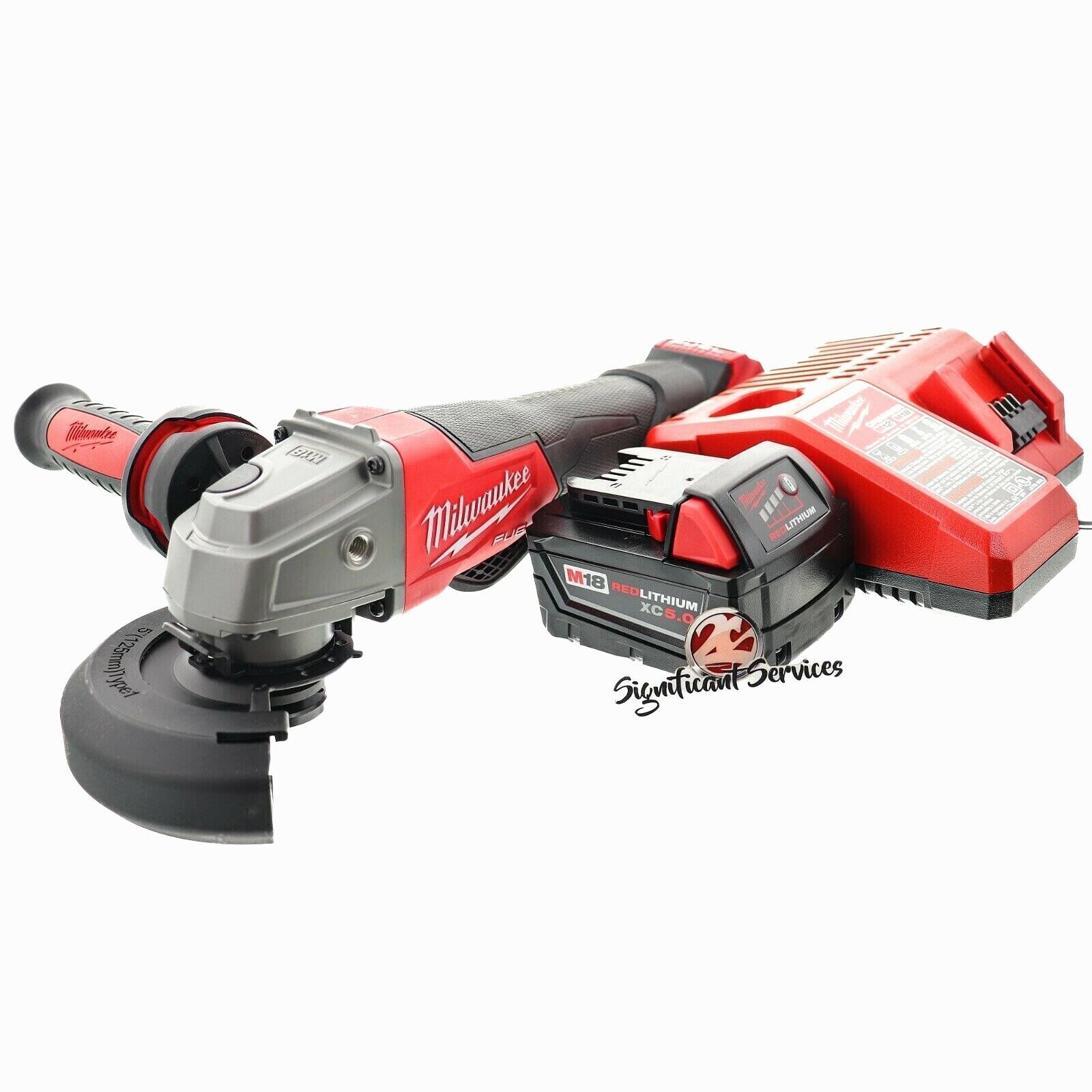 Milwaukee 2880-20 M18 FUEL Brushless Li-Ion 4-1/2in/5in Angle Grinder 5.0 Ah Kit gallery