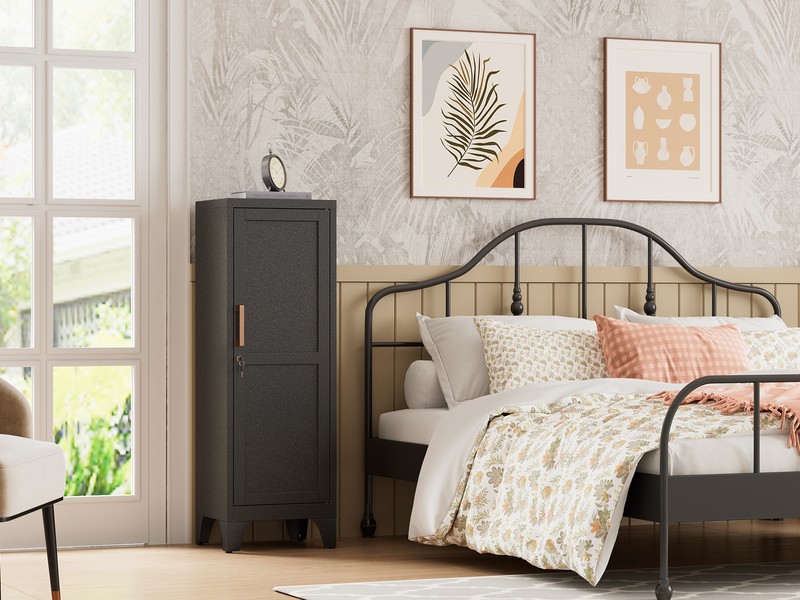 Kitchen Pantry Storage Cabinet, Lockable Metal Cabinet with Shelves Storage Unit gallery