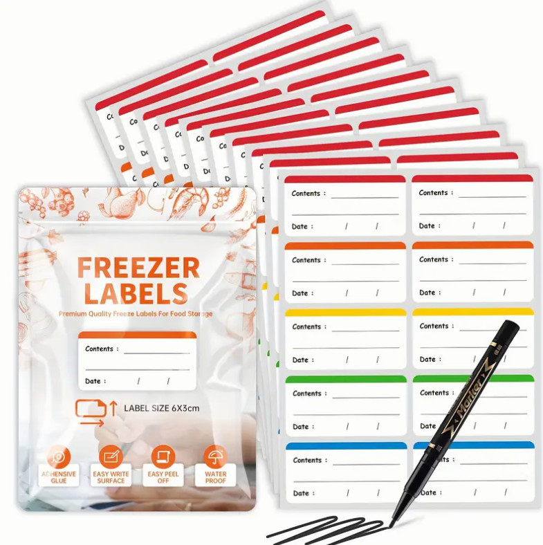 100pc Removable Food Freezer Labels Self-Adhesive Storage Stickers 2.4 x 1.2 gallery