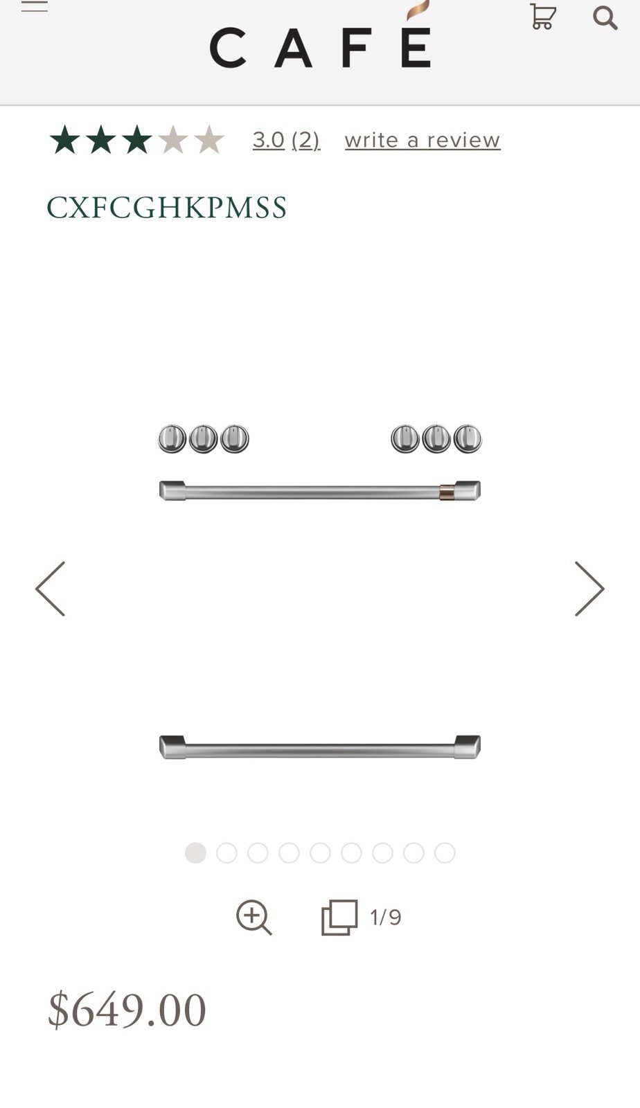 Café Brushed Stainless Knob & Handle Set for Range. CXFCGHKPMSS gallery
