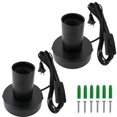 15ft Black Light Socket Cord E26/E27 Table Lamp Base with On/Off Switch – 2 Pcs