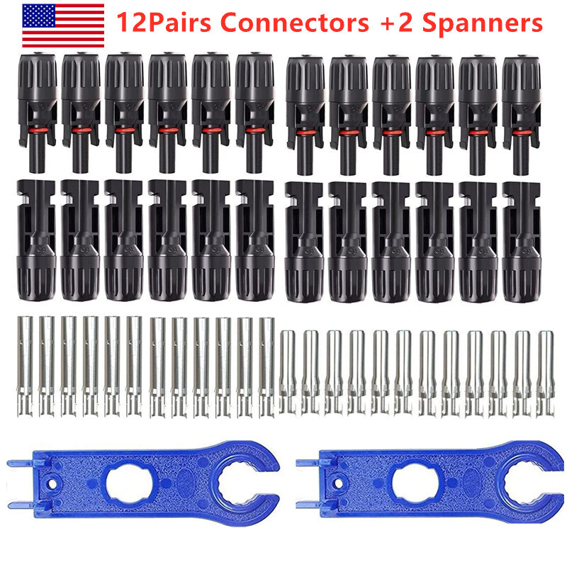 24/12PCS Solar Panel Cable Wire Connectors Crimper PV Crimping Pliers Tool Set gallery