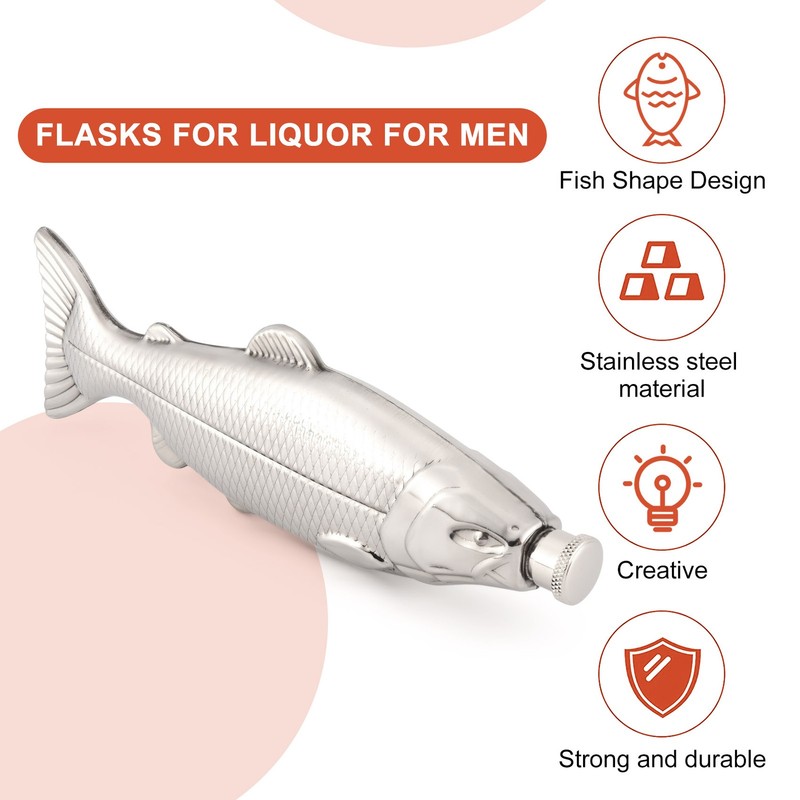 1 Set Fish-Shape Hip Flask 5Oz Bottle Flask Stainless Steel Party8822 gallery