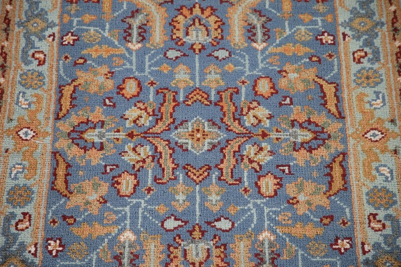 All-Over Heriz Serapi Blue Hand-Knotted Indian Carpet in Wool 5' 0" x 3' 0" gallery