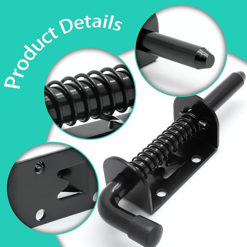 2 Pack 6 Inch Spring Loaded Latch Bolt Latch Pin Door Lock for Shed Gate Trailer gallery
