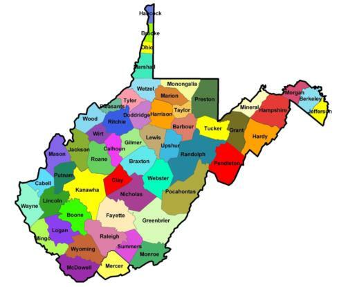 WEST VIRGINIA STATE COUNTY MAP GLOSSY POSTER PICTURE PHOTO PRINT city 3448 gallery