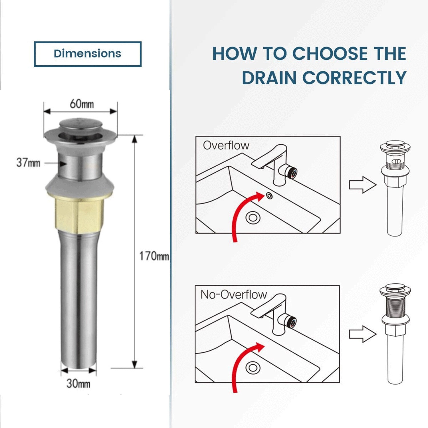 1PC Brushed Nickel Vessel Basin Stopper No Overflow for Bathroom Sink Drain gallery
