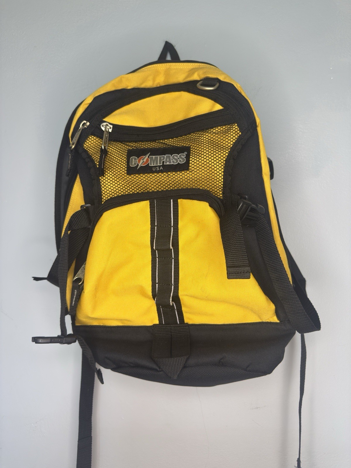 Compass USA Yellow & Black Backpack With Extension Thick Straps & Pockets