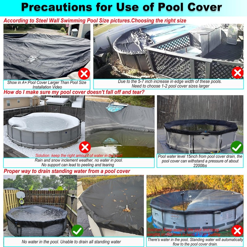 22 Ft Round Automatic Drain Pool Cover UV Protection Above Ground gallery