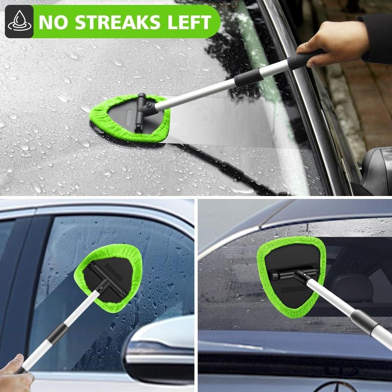 Car Windshield Cleaning Tool 23" Extendable Handle 4 Reusable Pads In&Out Use gallery