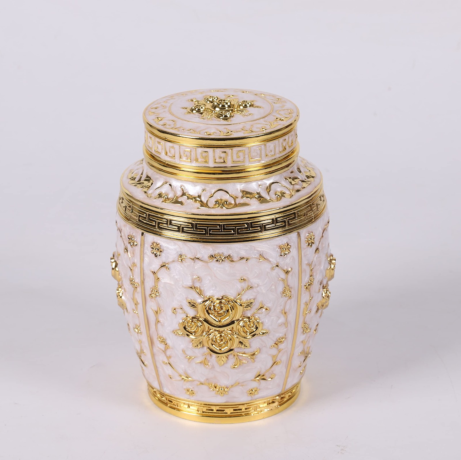 Medium Urn for Human Ashes - Rose Flower Cremation - Gold gallery