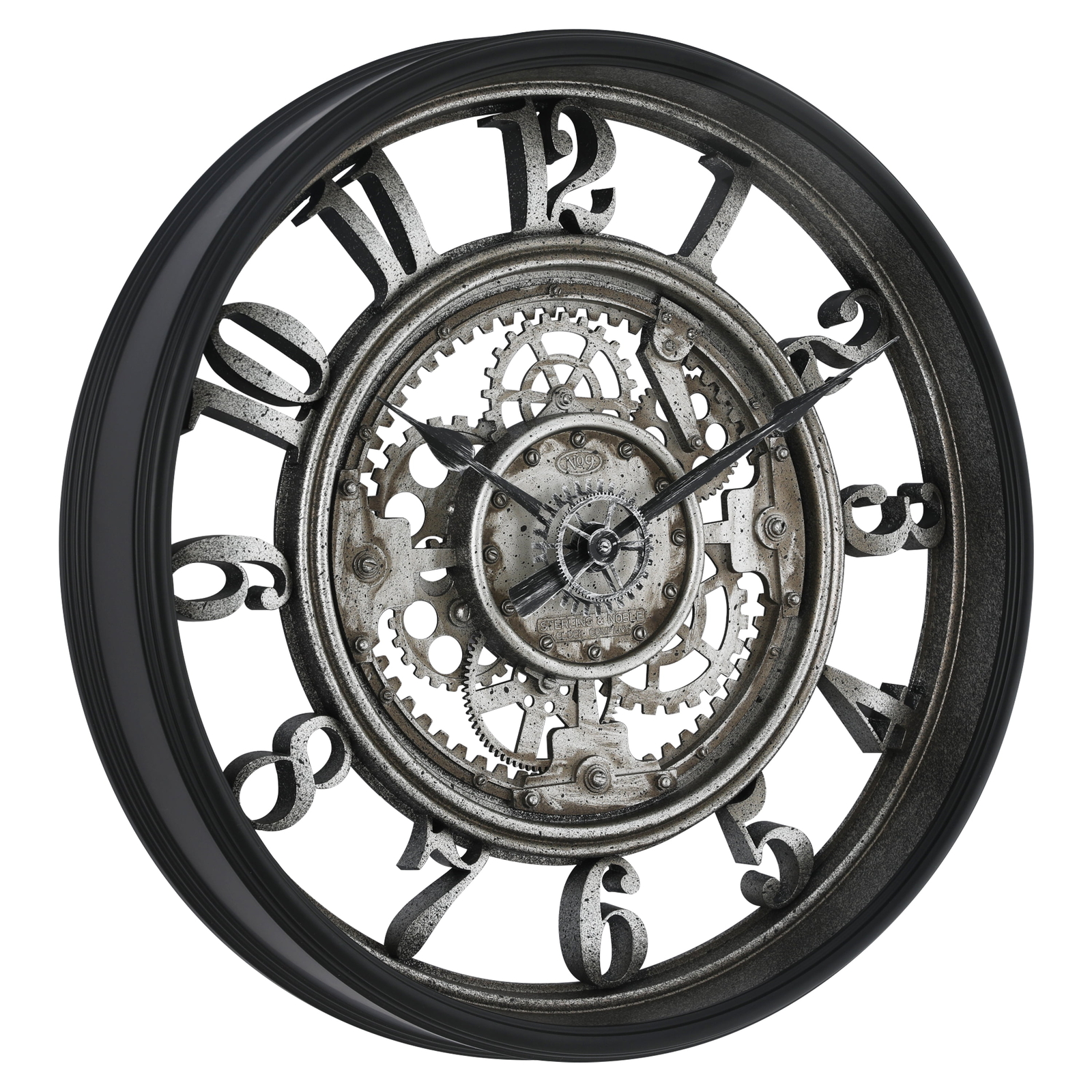 20" Indoor Rustic Metal Arabic Moving Gear Analog Wall Clock gallery