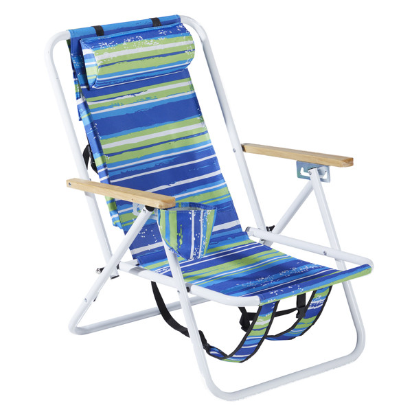 Portable Striped Foldable Beach Lounge Chair 4 Adjustable Recline For Beach gallery