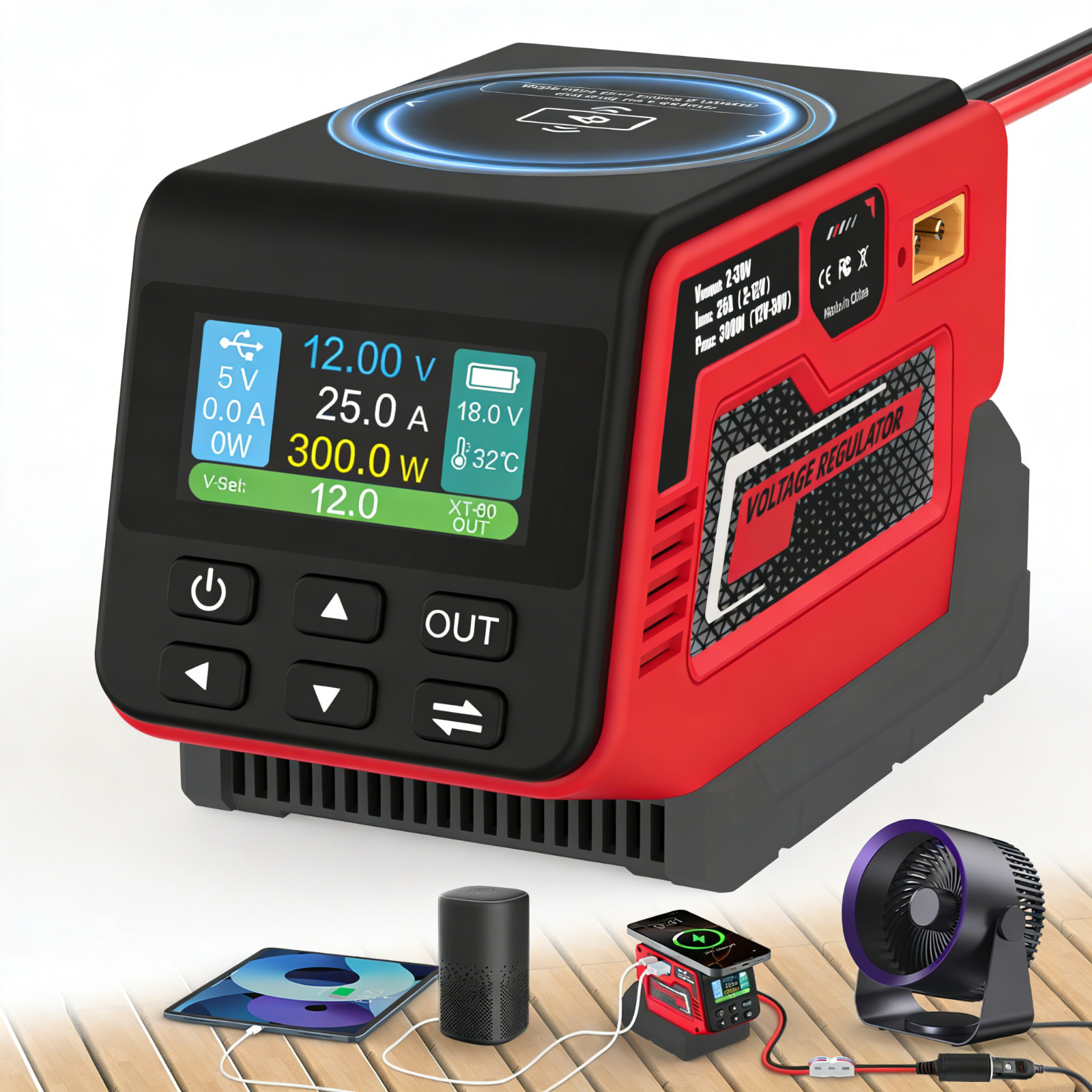 300W Voltage Regulator 2-30V DC Output Compatible with Milwaukee 18V Battery gallery