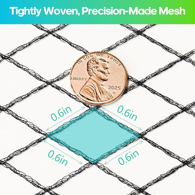 Chicken Coop Netting Overhead Hawk Protection HDPE Mesh 7.5 x 100 ft gallery