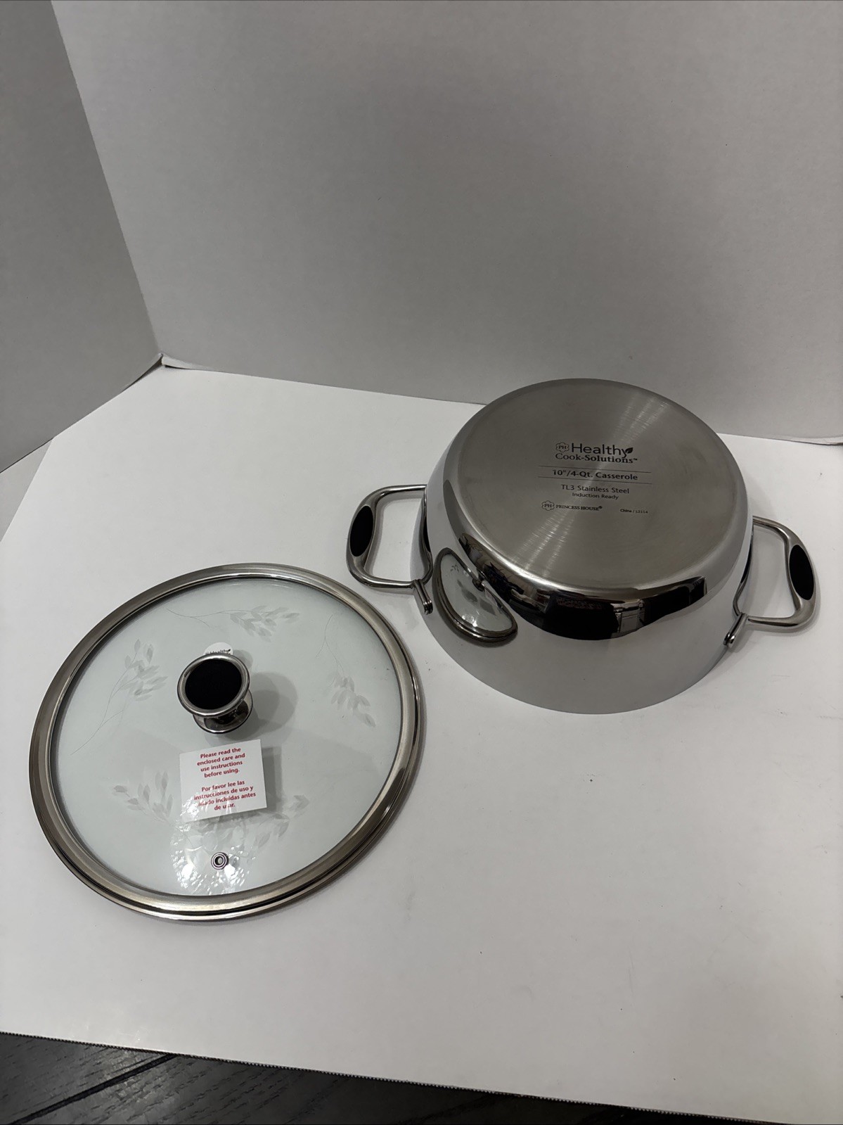Princess House Healthy Cook Solutions TL3 10" 4 Qt Stainless Steel Casserole Lid gallery