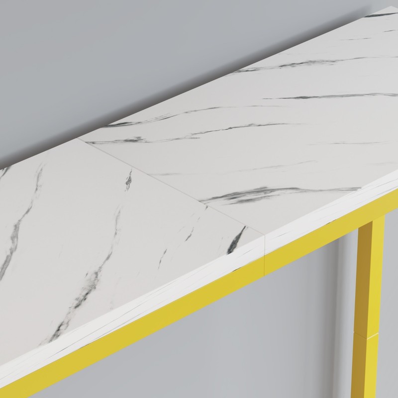 Narrow Console Table MDF Top Golden Metal Frame Slim Sofa Table Storage Shelf gallery