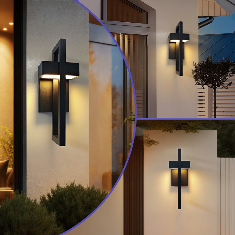 13.5 in 2-Pack LED Outdoor Wall Lights Modern Black Exterior Lighting Fixtures gallery