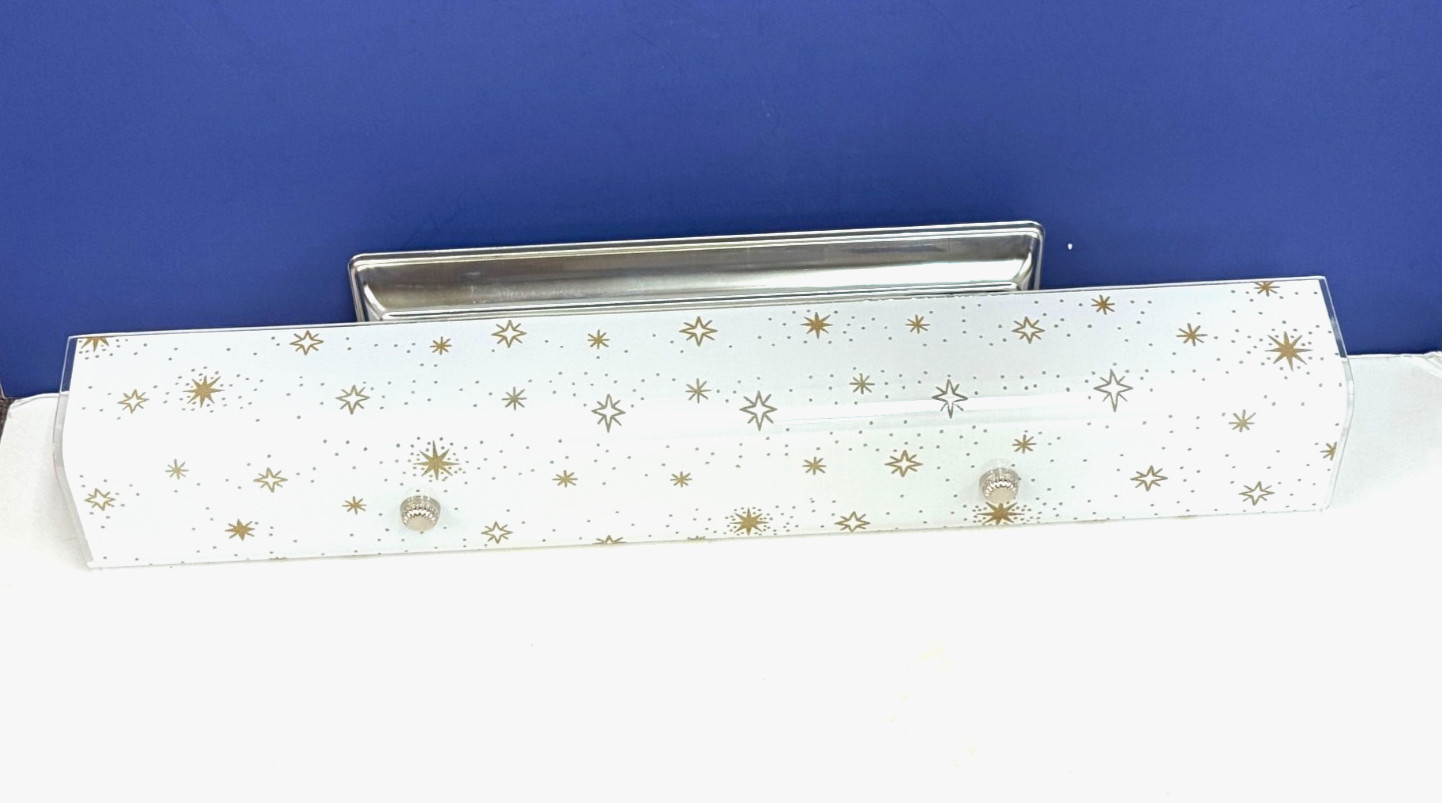 24" VINTAGE Chrome 4-Light WALL Fixture STARS ATOMIC U-Shade MCM NEW AT-74 gallery