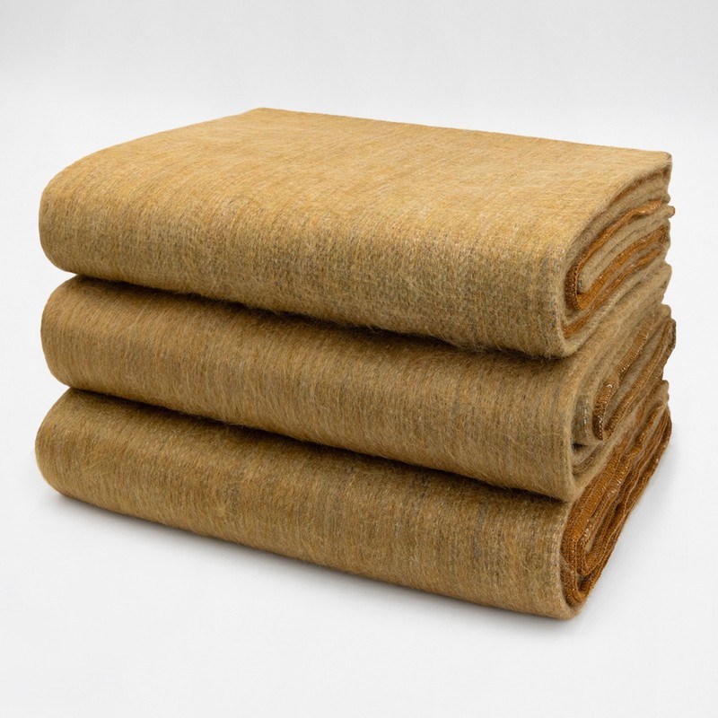DOUBLE DENSITY ALPACA WOOL BLANKET THROW | QUEEN SIZE | SOFT & WARM – CAMEL GOLD gallery