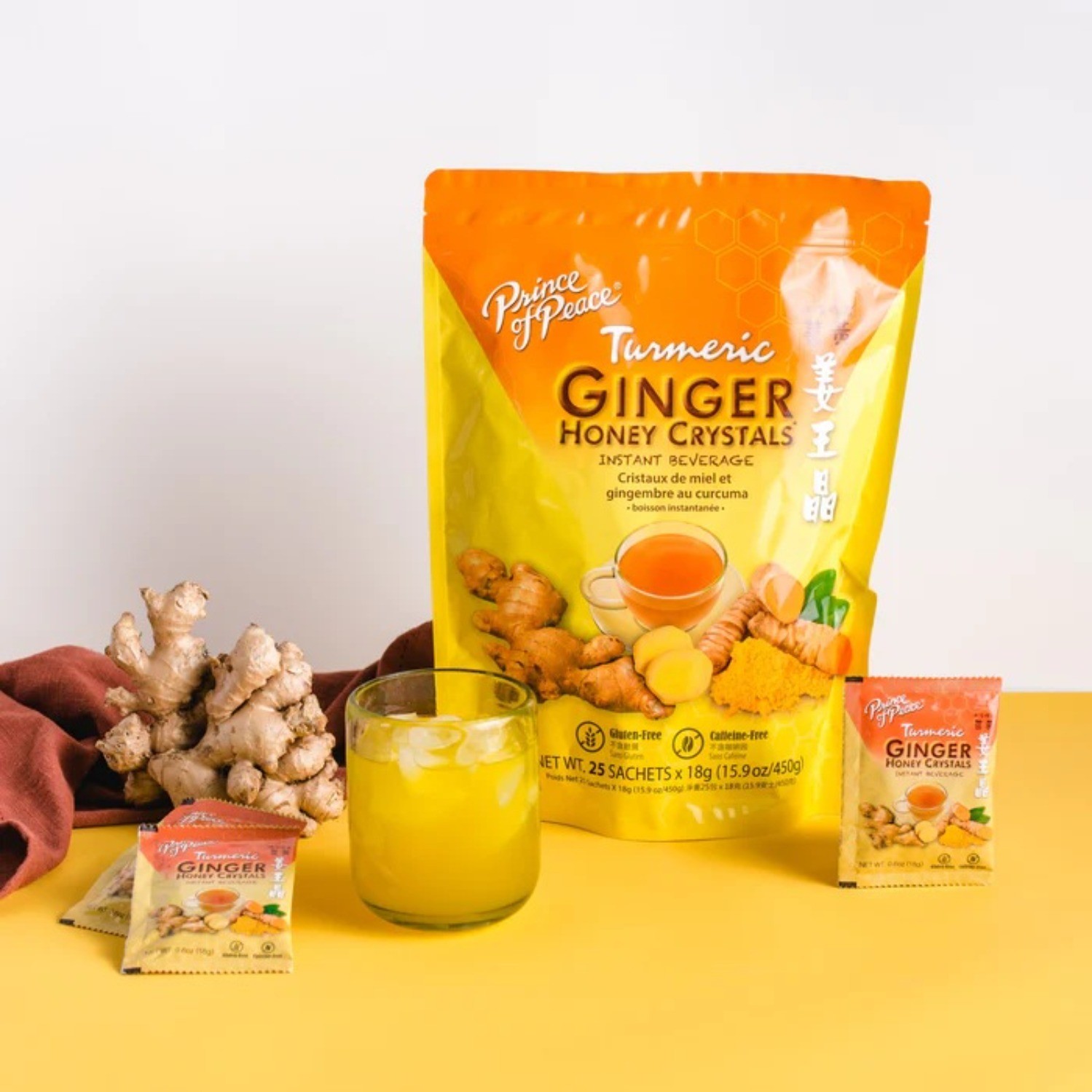Turmeric Ginger Tea Instant Ginger Honey Crystals, 25 Sachets -Prince of Peace gallery