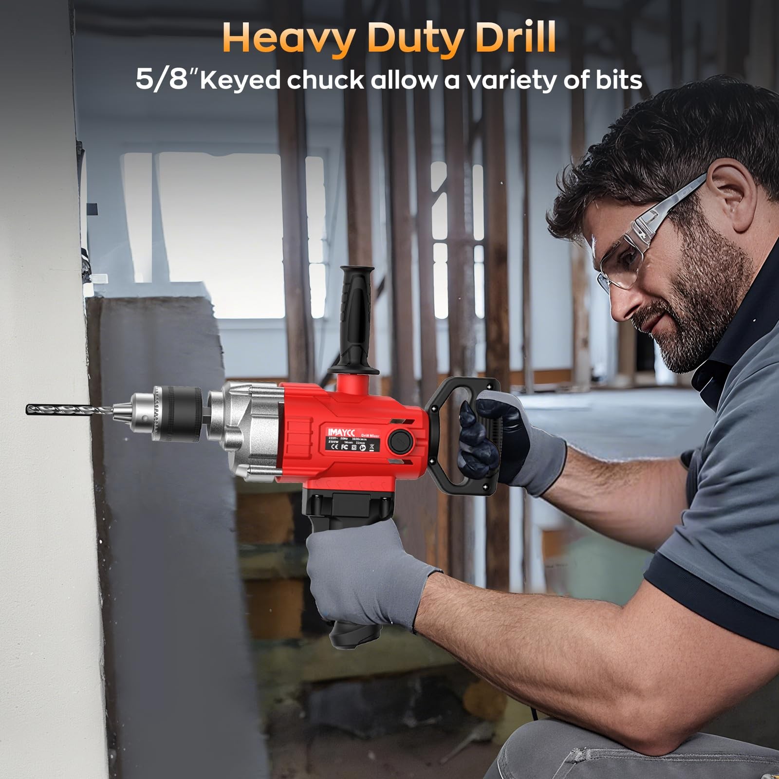Cement Mixer 2500W 15A Variable Speed Control Heavy Duty IMAYCC Concrete Drill gallery
