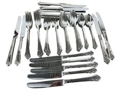 Oneida DAMASK ROSE Silver Stainless Cube Flatware Service 14 Equals 69 Pieces