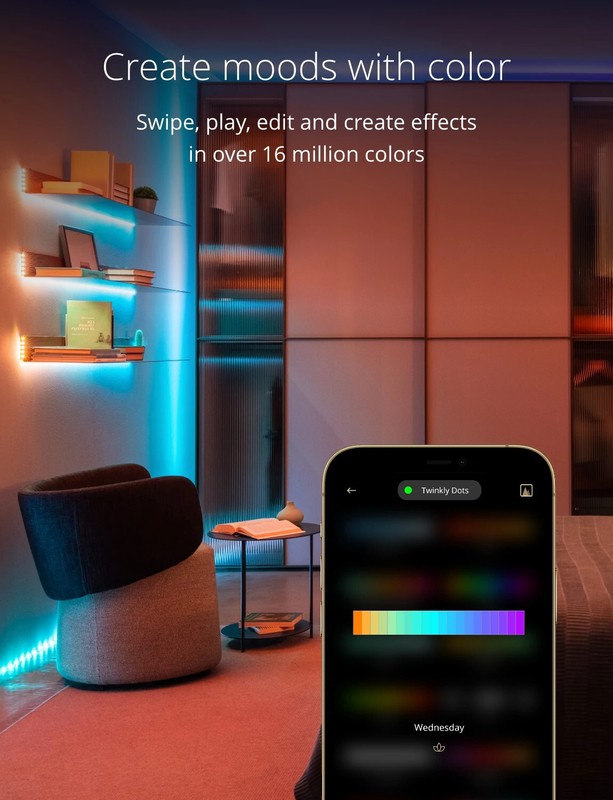 Twinkly Dots Black Wire Light String, Multicolor, 200 RGB LED, 33ft gallery