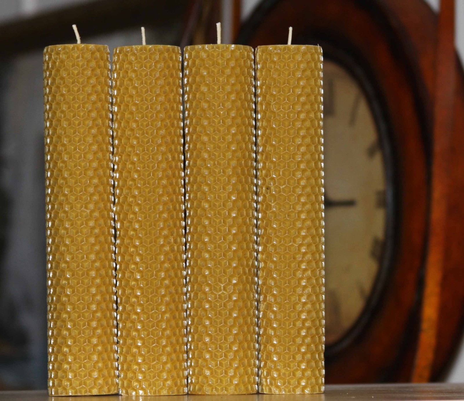 Handmade Hand rolled 100% Pure Beeswax Honeycomb Candles 8" Cotton Wick USA Made gallery