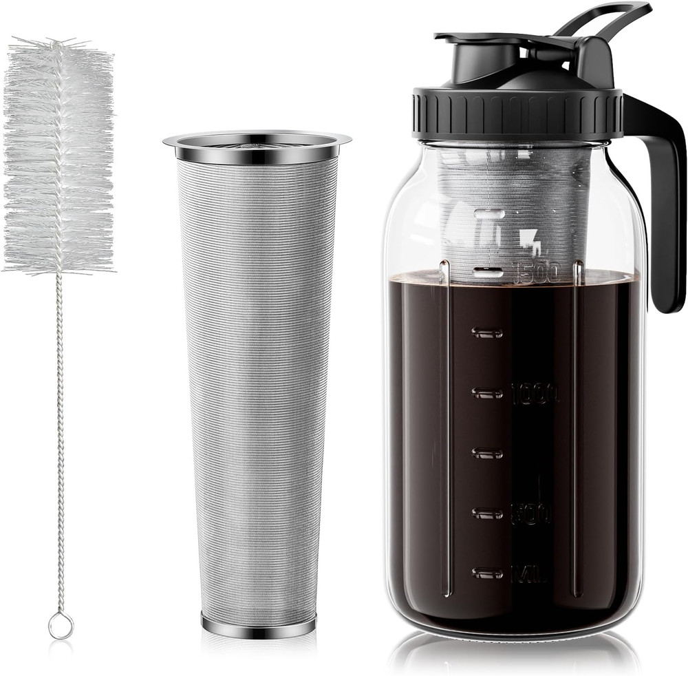 Cold Brew Coffee Maker 64Oz, Iced Coffee Maker with 304 Stainless Steel Filter,