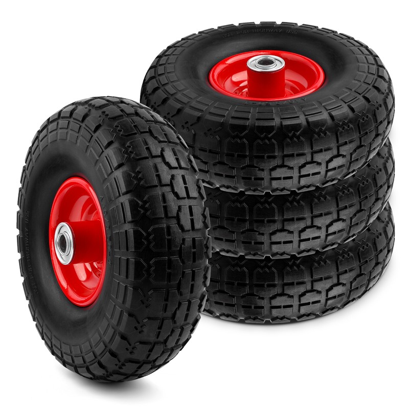 10" Solid Rubber Tire Wheels Flat Free Tires 4.10/3 Truck Trolley gallery