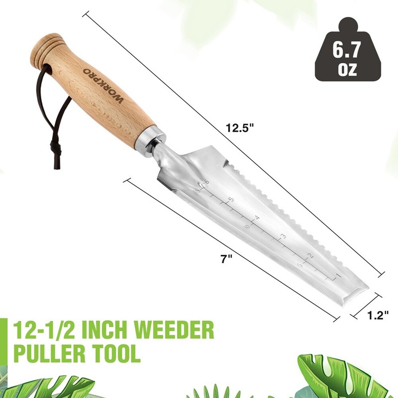 WORKPRO 12.5" Weeder Puller Tool 4-in-1 Garden Trowel Hori Hori Garden Knife NEW gallery