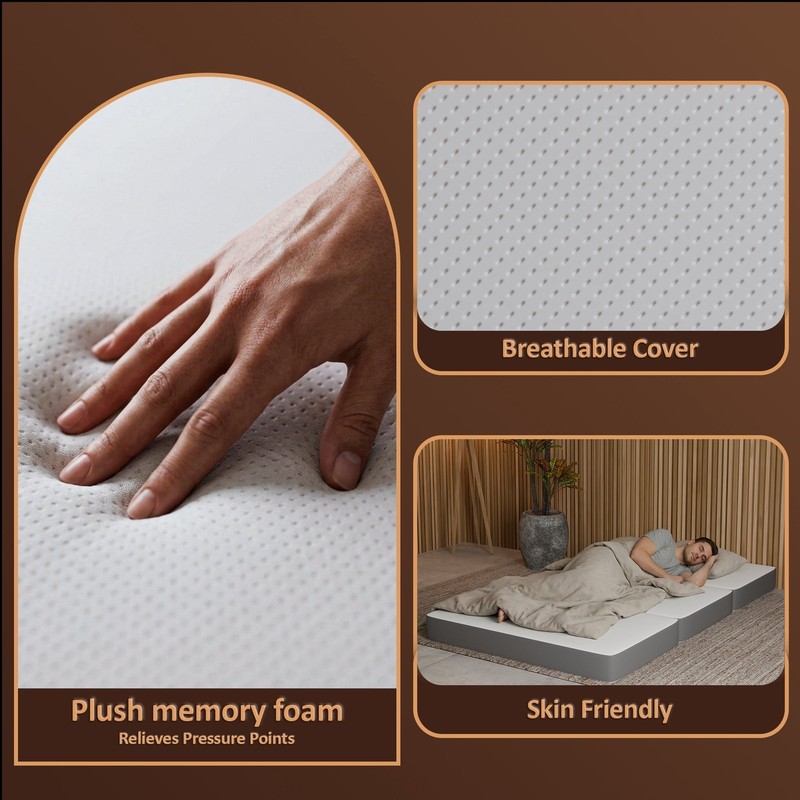 Sleep Sunset, 3” Trifold Memory Foam Mattress, 25-inch, Non-Standard Size. gallery