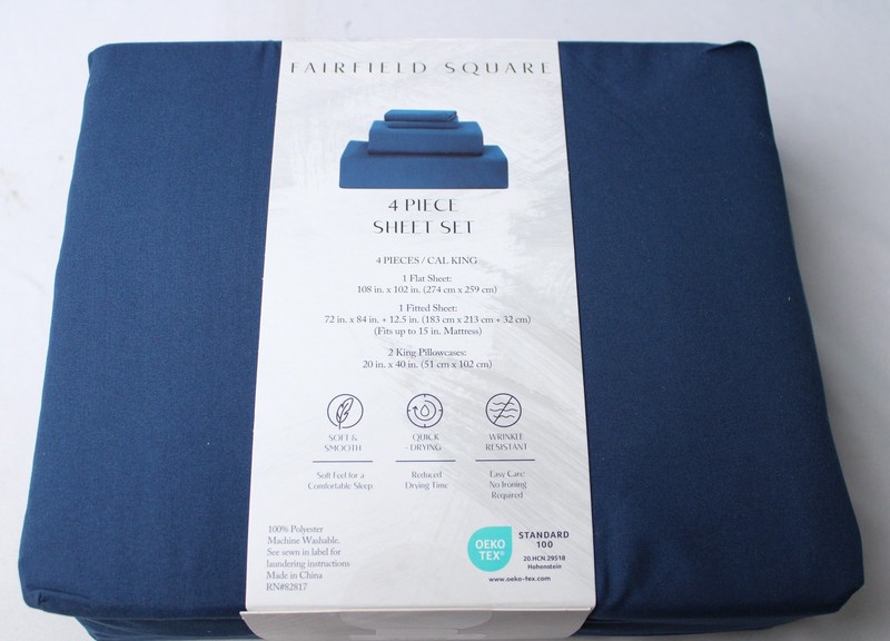 Fairfield Square Solid Four Piece Sheet Set EJ3 Navy California King NWT gallery