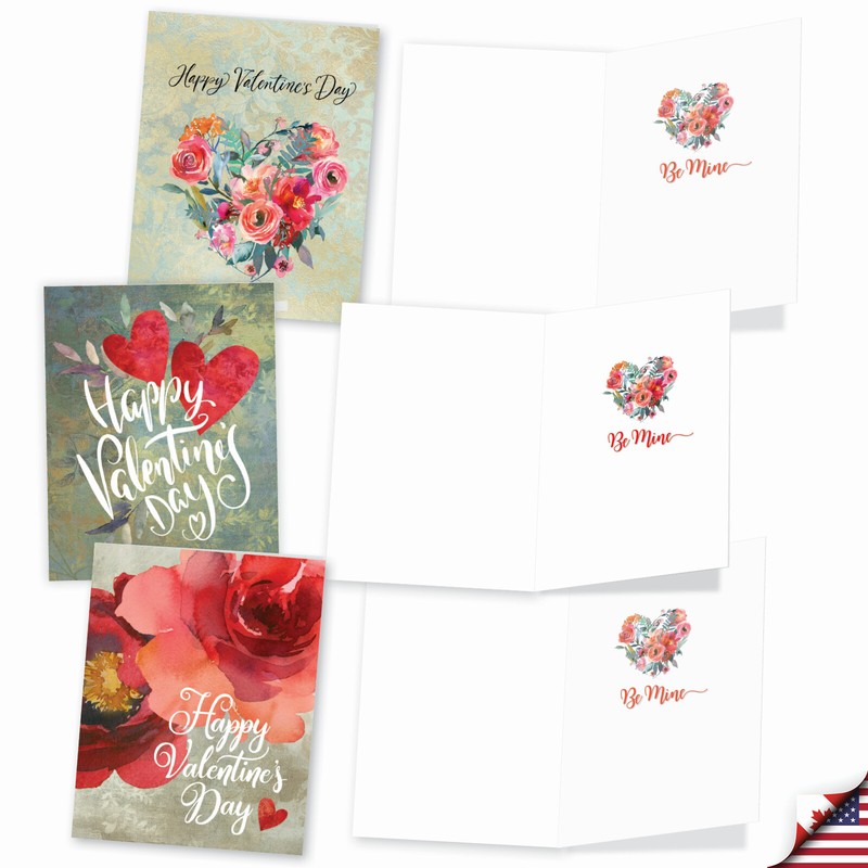 20 Asst'd Valentine's Day Notecards w/ Envelopes(2 of Each) Hearts and Flowers gallery
