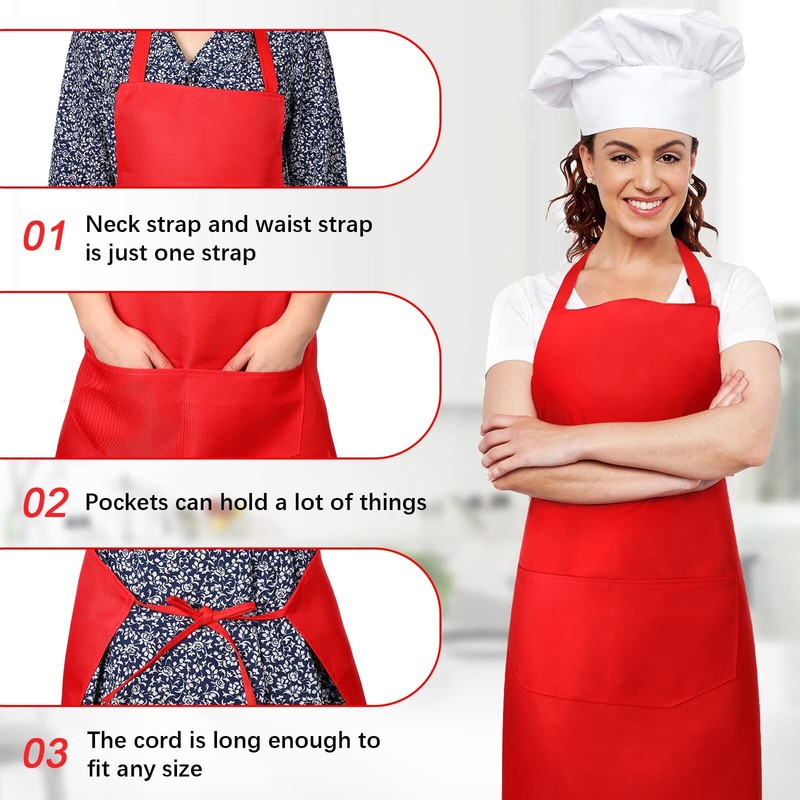 14 Pcs Plain Bib Aprons Bulk Mixed Color Commercial Apron With 2 Pockets Cooking gallery