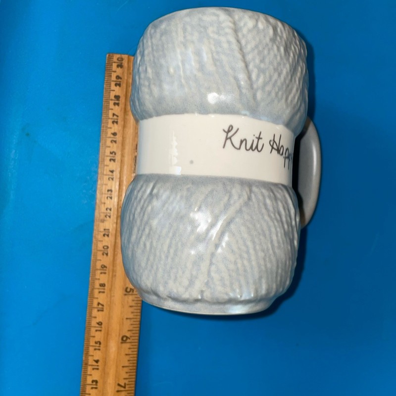 Knit Happens Ceramic Mug Knitting Crochet Gray Yarn Shaped Slay the Mundane gallery
