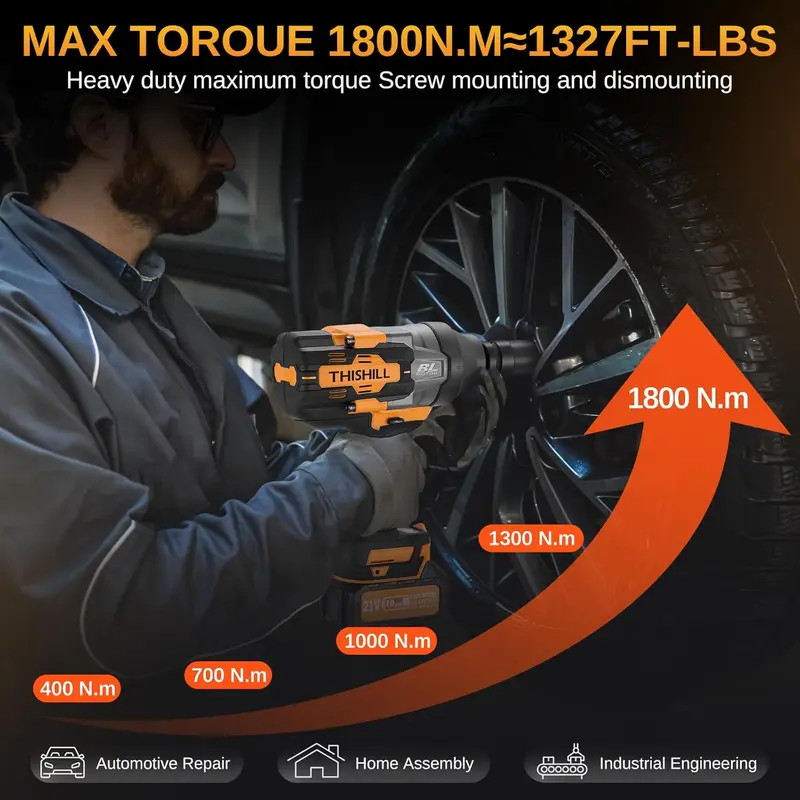 Powerful 3/4" Drive Cordless Impact Wrench 1800Nm Max Torque for Auto & Truck gallery