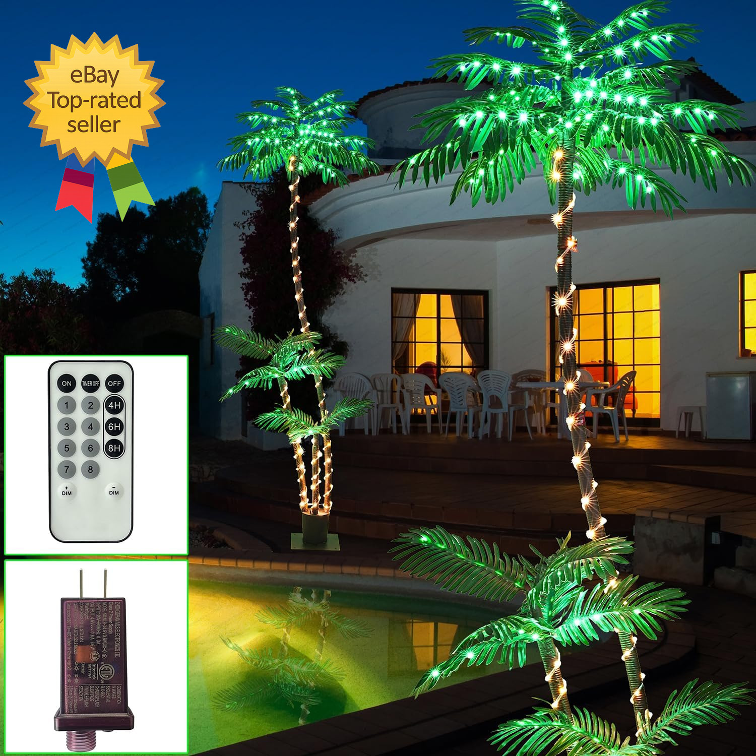 7FT Lighted Artificial Palm Tree with Three Trunks and 260 LED Lights Ideal gallery