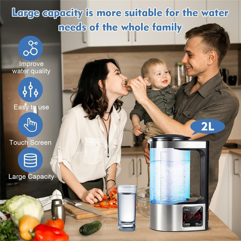 Hydrogen Water Machine Generator 2L Water Ionizer Generator Machine Kettle US gallery
