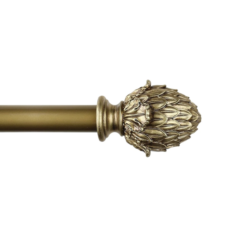 1"Domanda Adjustable Single Drapery Curtain Rod With Artichoke Finials, 28"-120"