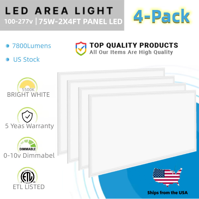 Indoor 24x48 LED Panel Light 2x4 Led Ceiling Panel Lights, 75 Watts 8400 Lumens